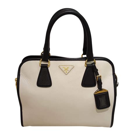 prada black and white handbag|prada handbag black price.